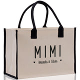 Mimi Grandchild Kids Names Custom Grandma Tote Bag Grandma's Getaway Bag Gigi Bag Personalized Grandma Gift Bag Shopping Bag Mother Day Gift - Aaria Tees Aaria Tees