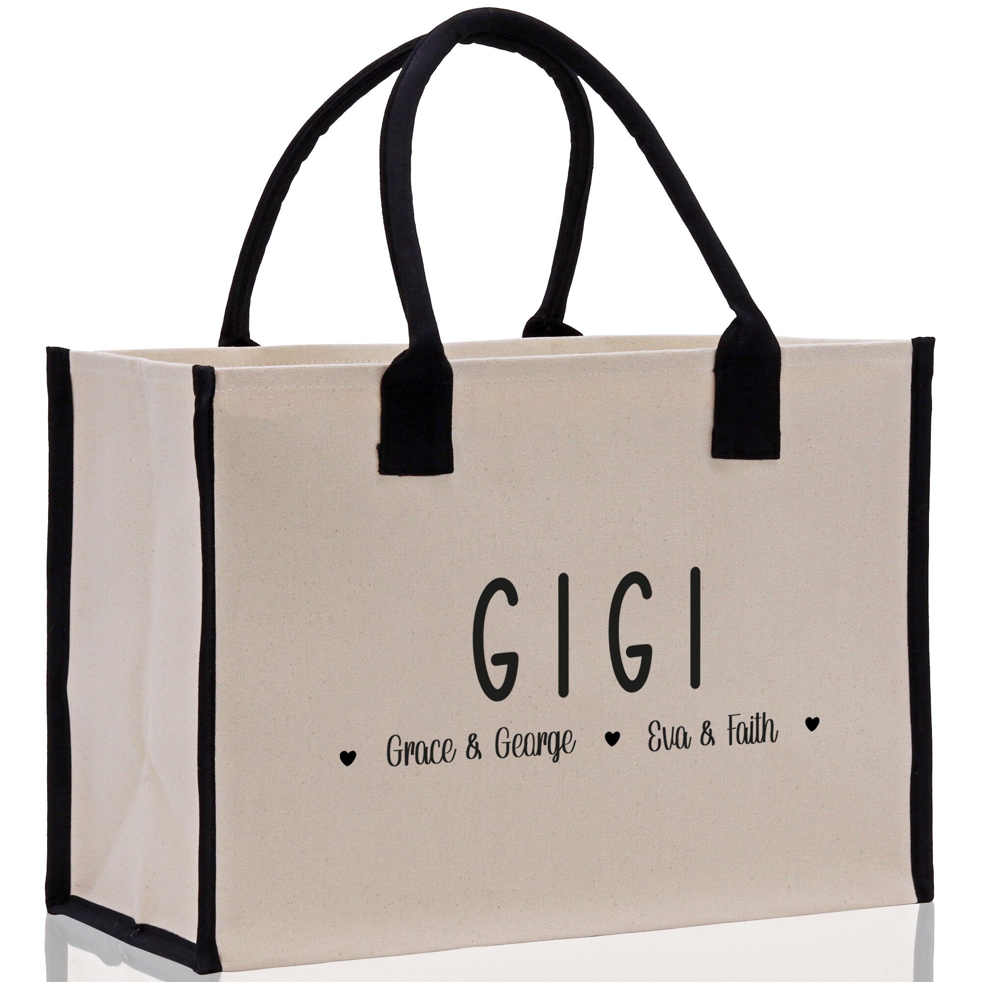 Gigi Grandchild Kids Names Custom Grandma Tote Bag Grandma's Getaway Bag Gigi Bag Personalized Grandma Gift Bag Shopping Bag Mother Day Gift - Aaria Tees Aaria Tees