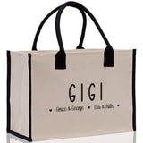 Gigi Grandchild Kids Names Custom Grandma Tote Bag Grandma's Getaway Bag Gigi Bag Personalized Grandma Gift Bag Shopping Bag Mother Day Gift - Aaria Tees Aaria Tees