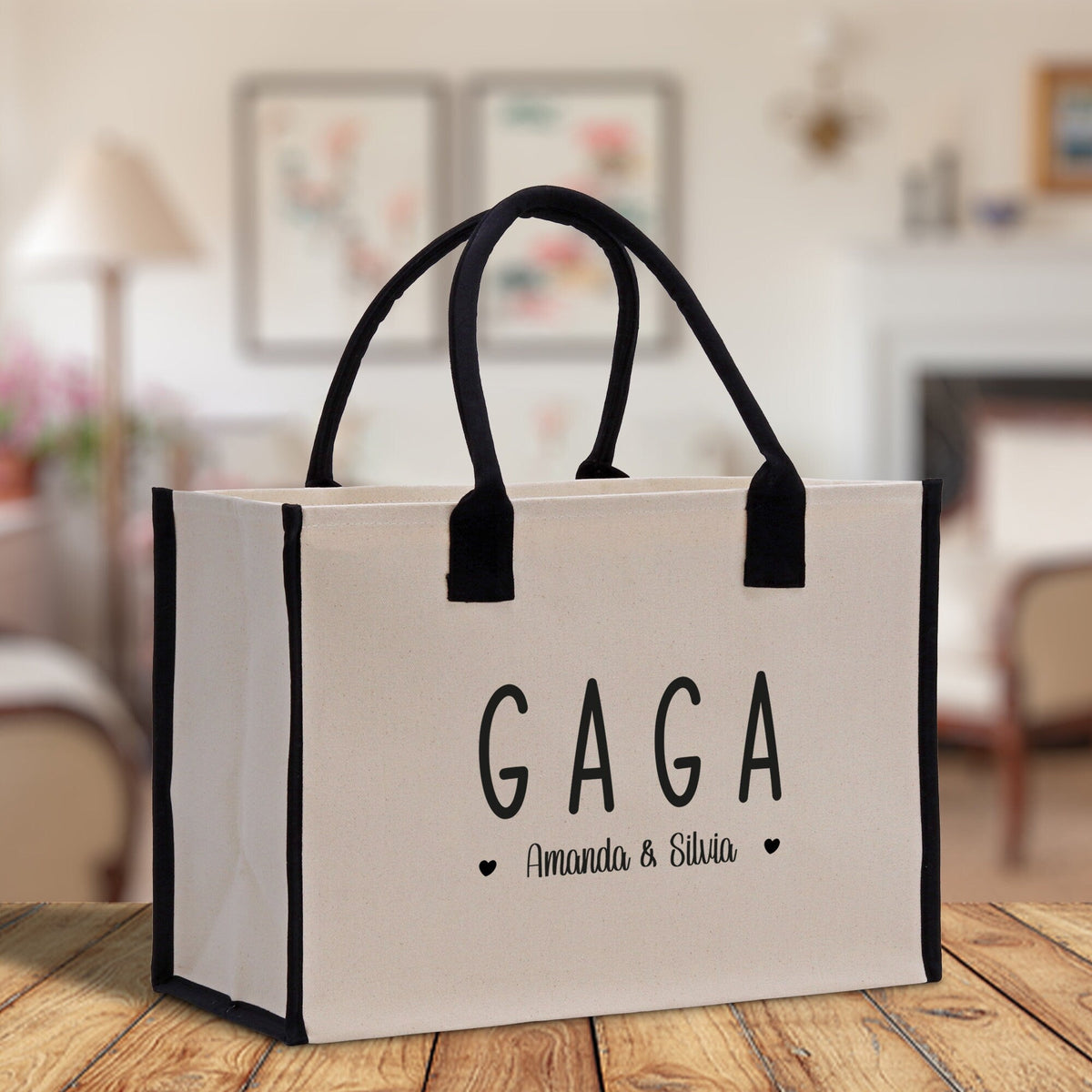 Gaga Grandchild Kids Names Custom Grandma Tote Bag Grandma's Getaway Bag Gigi Bag Personalized Grandma Gift Bag Shopping Bag Mother Day Gift - Aaria Tees
