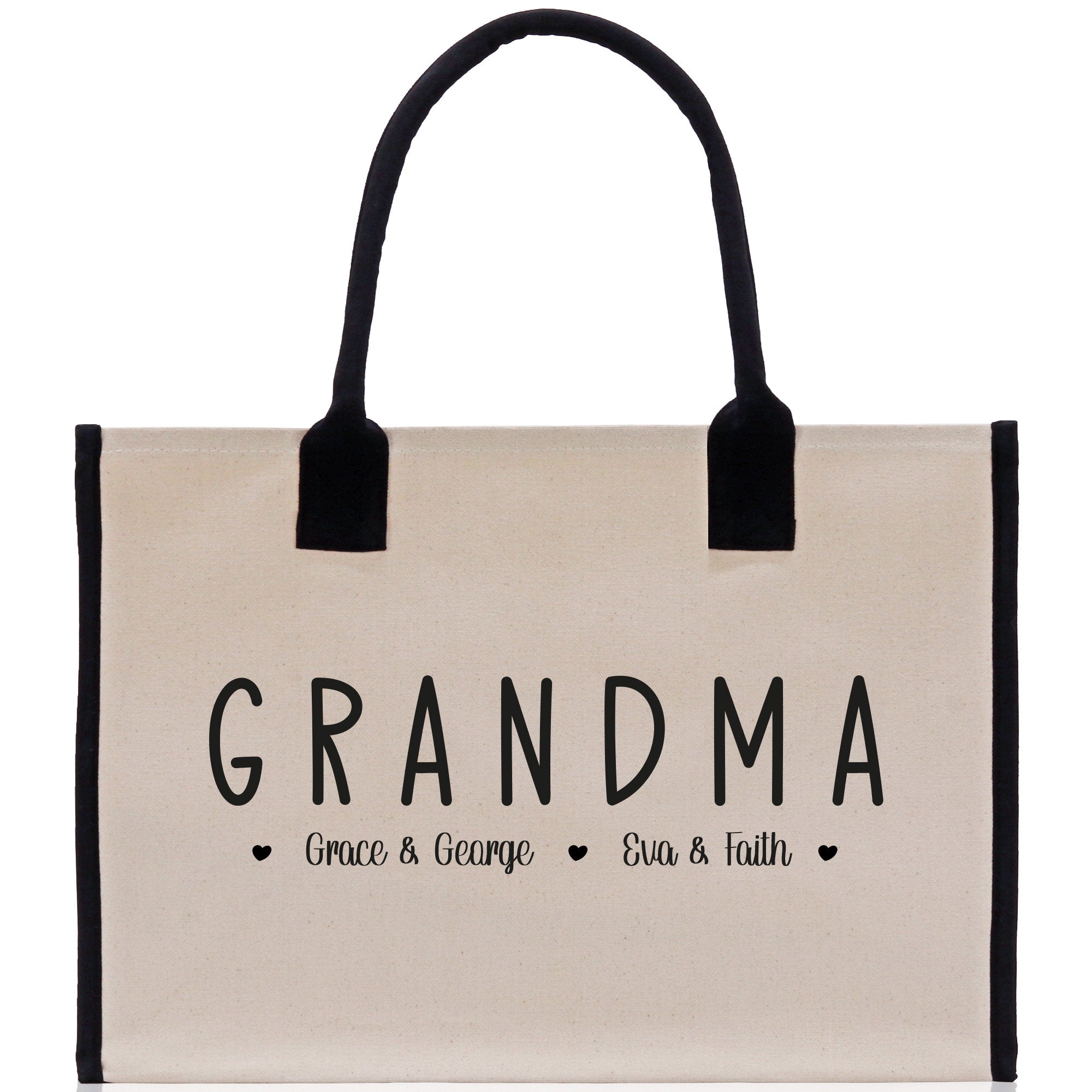 Grandma Grandchild Kids Names Custom Grandma Tote Bag Grandma's Getaway Bag Personalized Grandma Gift Bag Shopping Bag Mother Day Gift - Aaria Tees Aaria Tees