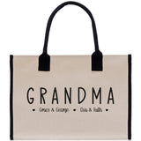 Grandma Grandchild Kids Names Custom Grandma Tote Bag Grandma's Getaway Bag Personalized Grandma Gift Bag Shopping Bag Mother Day Gift - Aaria Tees Aaria Tees