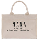 Nana Grandchild Kids Names Custom Grandma Tote Bag Grandma's Getaway Bag Gigi Bag Personalized Grandma Gift Bag Shopping Bag Mother Day Gift - Aaria Tees Aaria Tees