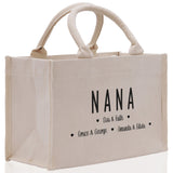 Nana Grandchild Kids Names Custom Grandma Tote Bag Grandma's Getaway Bag Gigi Bag Personalized Grandma Gift Bag Shopping Bag Mother Day Gift - Aaria Tees Aaria Tees