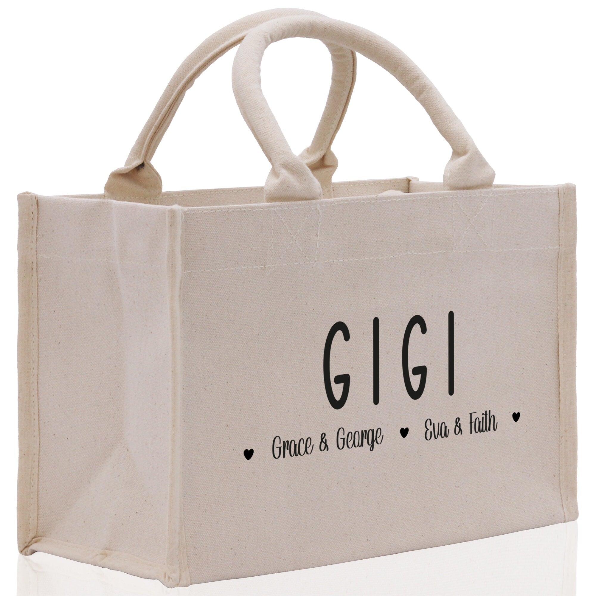 Gigi Grandchild Kids Names Custom Grandma Tote Bag Grandma's Getaway Bag Gigi Bag Personalized Grandma Gift Bag Shopping Bag Mother Day Gift - Aaria Tees Aaria Tees