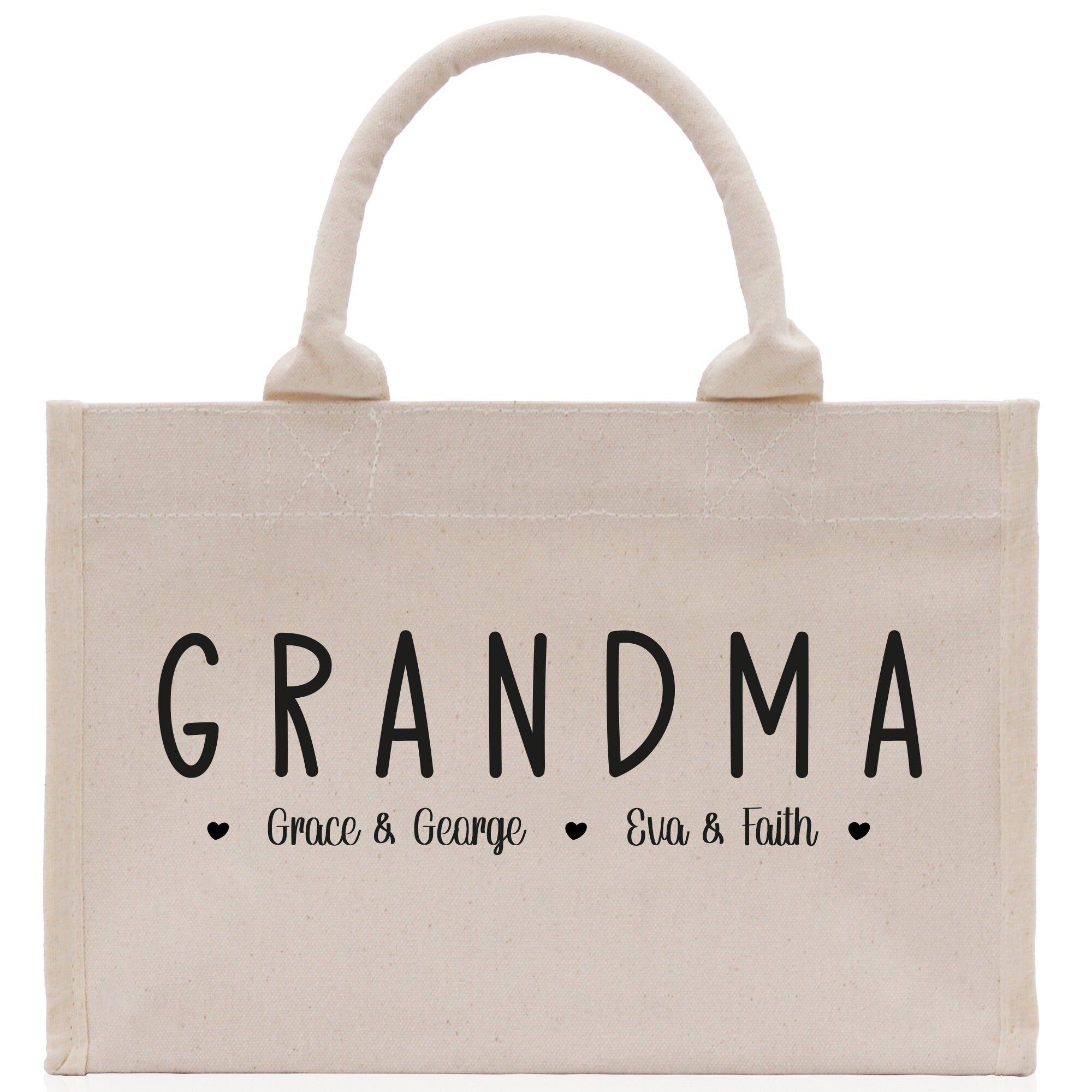 Grandma Grandchild Kids Names Custom Grandma Tote Bag Grandma's Getaway Bag Personalized Grandma Gift Bag Shopping Bag Mother Day Gift - Aaria Tees Aaria Tees