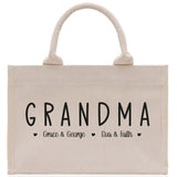 Grandma Grandchild Kids Names Custom Grandma Tote Bag Grandma's Getaway Bag Personalized Grandma Gift Bag Shopping Bag Mother Day Gift - Aaria Tees Aaria Tees