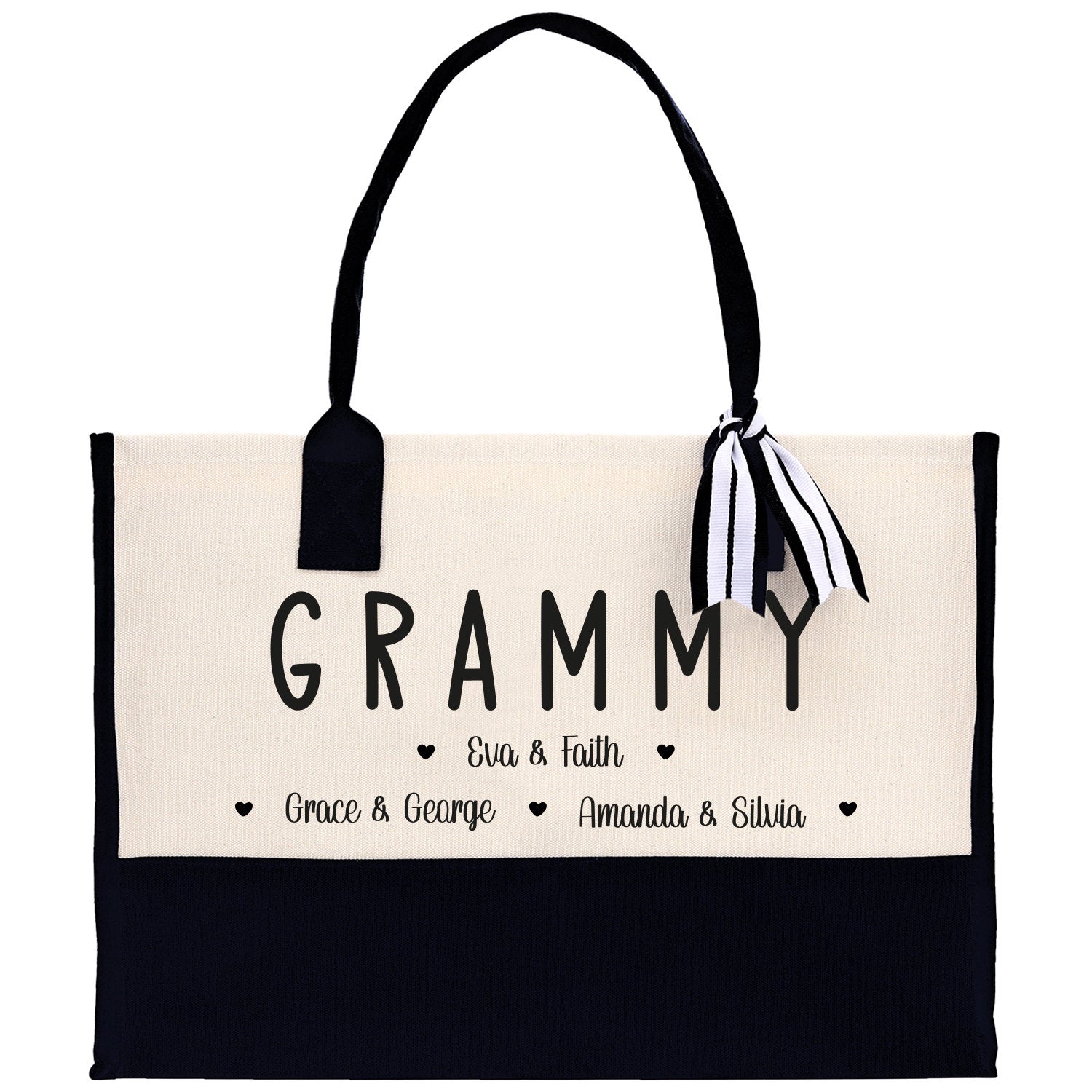 Grammy Grandchild Kids Names Custom Grandma Tote Bag Grandma's Getaway Bag Personalized Grandma Gift Bag Shopping Bag Mother Day Gift - Aaria Tees Aaria Tees