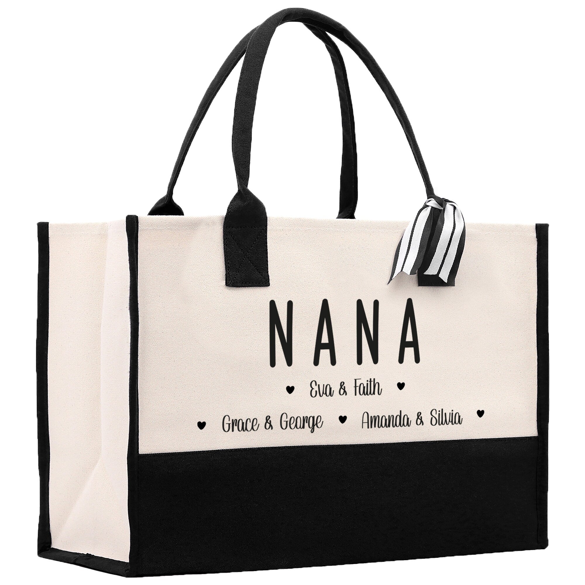 Nana Grandchild Kids Names Custom Grandma Tote Bag Grandma's Getaway Bag Gigi Bag Personalized Grandma Gift Bag Shopping Bag Mother Day Gift - Aaria Tees Aaria Tees