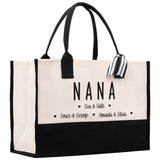 Nana Grandchild Kids Names Custom Grandma Tote Bag Grandma's Getaway Bag Gigi Bag Personalized Grandma Gift Bag Shopping Bag Mother Day Gift - Aaria Tees Aaria Tees