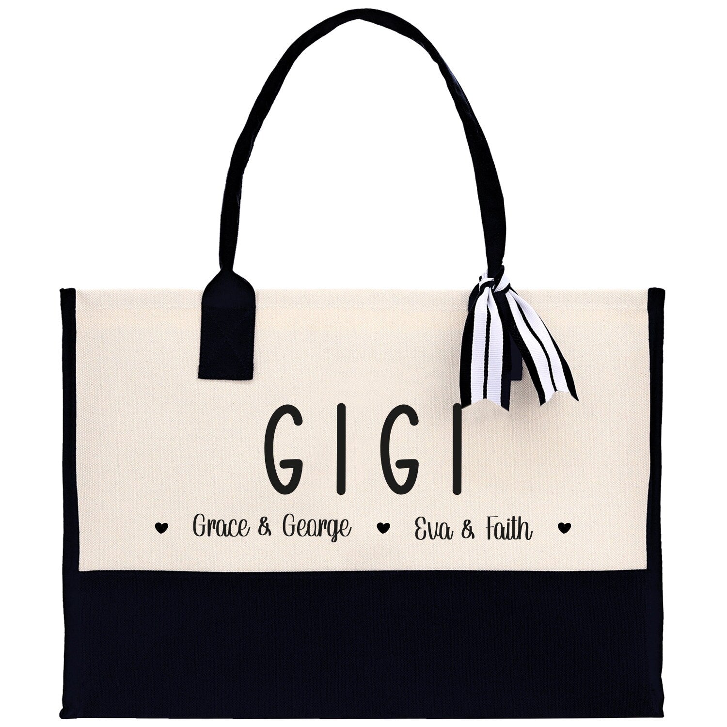 Gigi Grandchild Kids Names Custom Grandma Tote Bag Grandma's Getaway Bag Gigi Bag Personalized Grandma Gift Bag Shopping Bag Mother Day Gift - Aaria Tees Aaria Tees