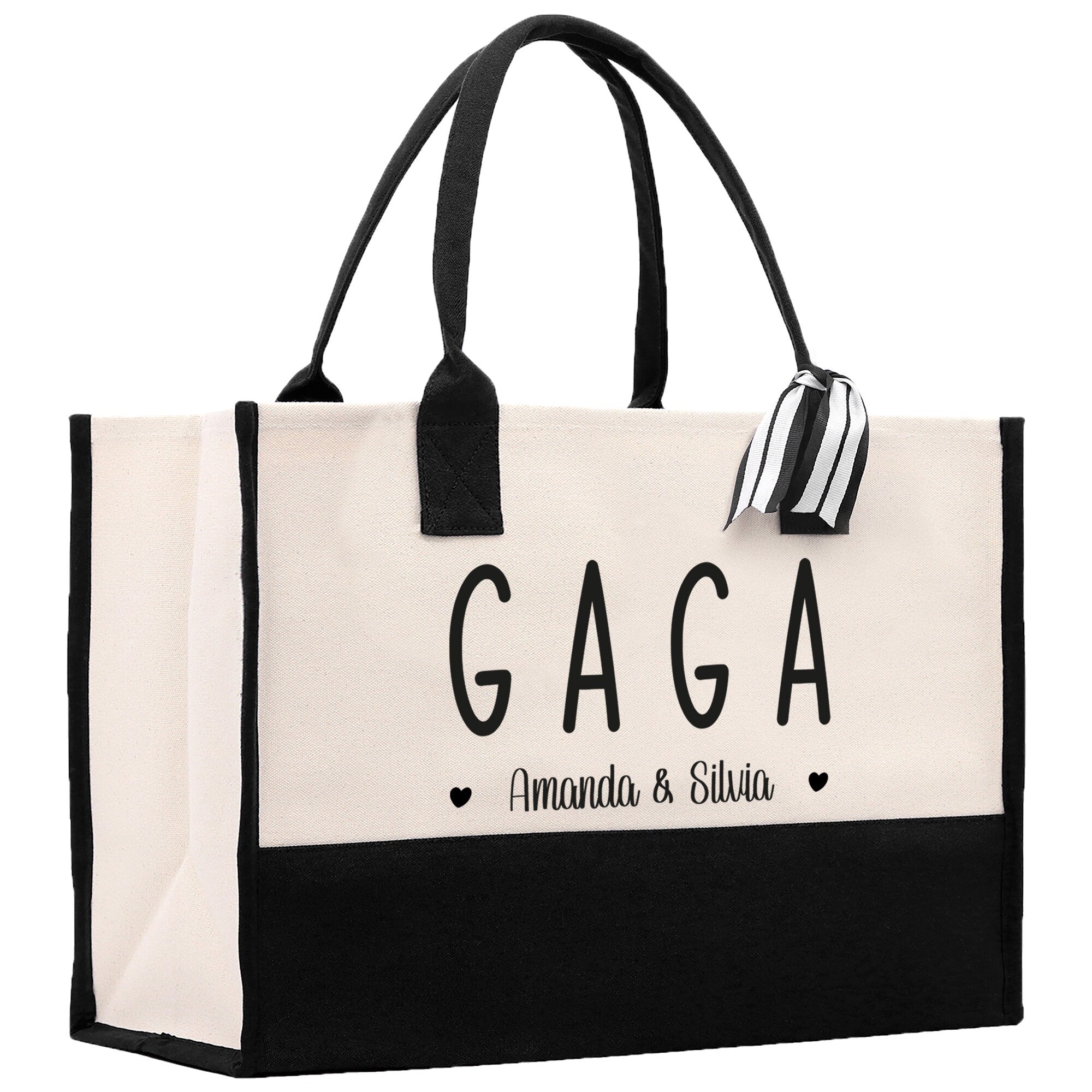 Gaga Grandchild Kids Names Custom Grandma Tote Bag Grandma's Getaway Bag Gigi Bag Personalized Grandma Gift Bag Shopping Bag Mother Day Gift - Aaria Tees Aaria Tees