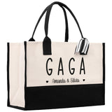 Gaga Grandchild Kids Names Custom Grandma Tote Bag Grandma's Getaway Bag Gigi Bag Personalized Grandma Gift Bag Shopping Bag Mother Day Gift - Aaria Tees Aaria Tees