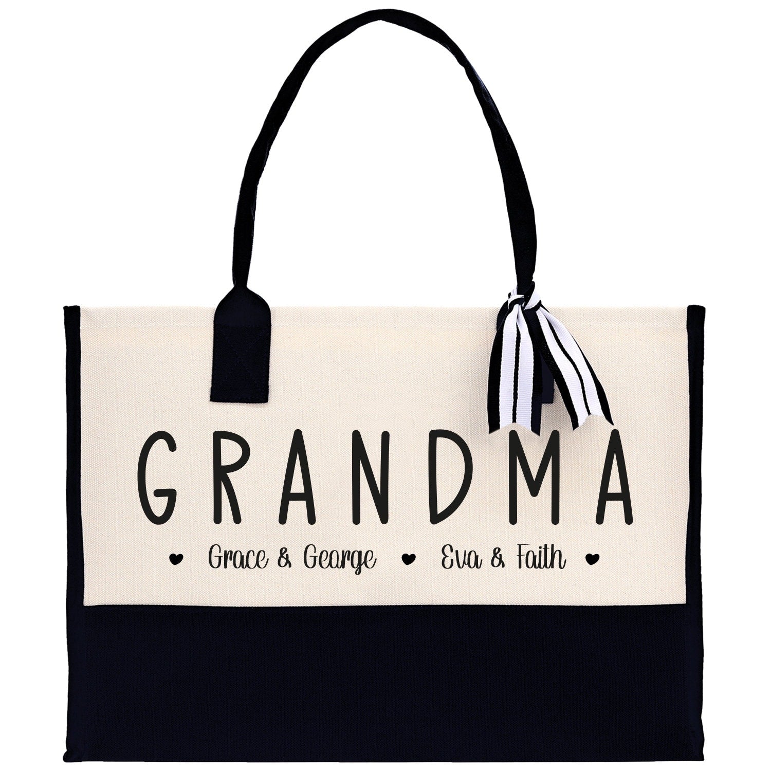 Grandma Grandchild Kids Names Custom Grandma Tote Bag Grandma's Getaway Bag Personalized Grandma Gift Bag Shopping Bag Mother Day Gift - Aaria Tees Aaria Tees