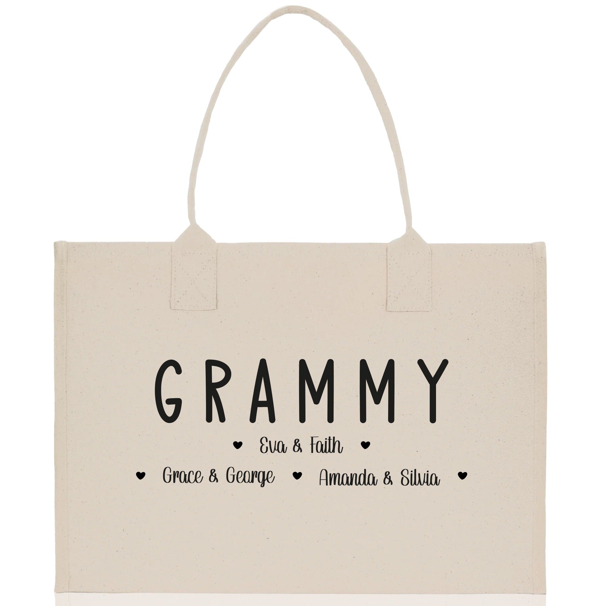 Grammy Grandchild Kids Names Custom Grandma Tote Bag Grandma's Getaway Bag Personalized Grandma Gift Bag Shopping Bag Mother Day Gift - Aaria Tees Aaria Tees