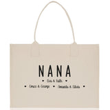 Nana Grandchild Kids Names Custom Grandma Tote Bag Grandma's Getaway Bag Gigi Bag Personalized Grandma Gift Bag Shopping Bag Mother Day Gift - Aaria Tees Aaria Tees