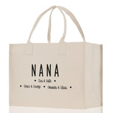 Nana Grandchild Kids Names Custom Grandma Tote Bag Grandma's Getaway Bag Gigi Bag Personalized Grandma Gift Bag Shopping Bag Mother Day Gift - Aaria Tees Aaria Tees