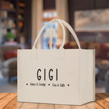 Gigi Grandchild Kids Names Custom Grandma Tote Bag Grandma's Getaway Bag Gigi Bag Personalized Grandma Gift Bag Shopping Bag Mother Day Gift - Aaria Tees Aaria Tees
