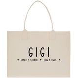 Gigi Grandchild Kids Names Custom Grandma Tote Bag Grandma's Getaway Bag Gigi Bag Personalized Grandma Gift Bag Shopping Bag Mother Day Gift - Aaria Tees Aaria Tees