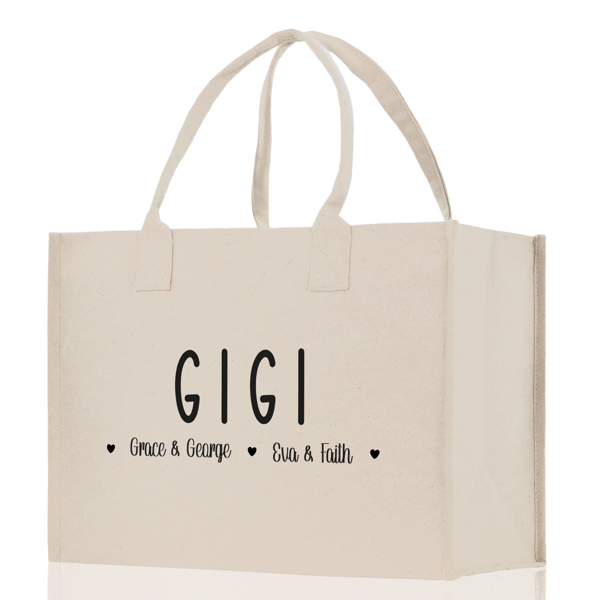 Gigi Grandchild Kids Names Custom Grandma Tote Bag Grandma's Getaway Bag Gigi Bag Personalized Grandma Gift Bag Shopping Bag Mother Day Gift - Aaria Tees Aaria Tees