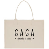 Gaga Grandchild Kids Names Custom Grandma Tote Bag Grandma's Getaway Bag Gigi Bag Personalized Grandma Gift Bag Shopping Bag Mother Day Gift - Aaria Tees Aaria Tees