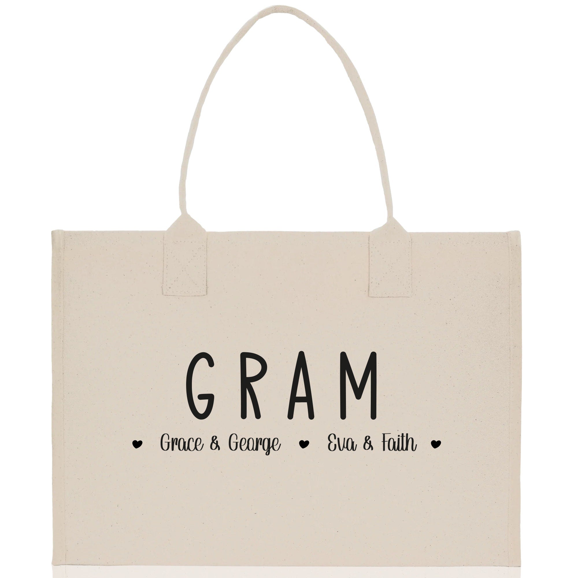 Gram Grandchild Kids Names Custom Grandma Tote Bag Grandma's Getaway Bag Gigi Bag Personalized Grandma Gift Bag Shopping Bag Mother Day Gift - Aaria Tees Aaria Tees