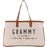 Grammy Grandchild Kids Names Custom Grandma Tote Bag Grandma's Getaway Bag Personalized Grandma Gift Bag Shopping Bag Mother Day Gift - Aaria Tees Aaria Tees