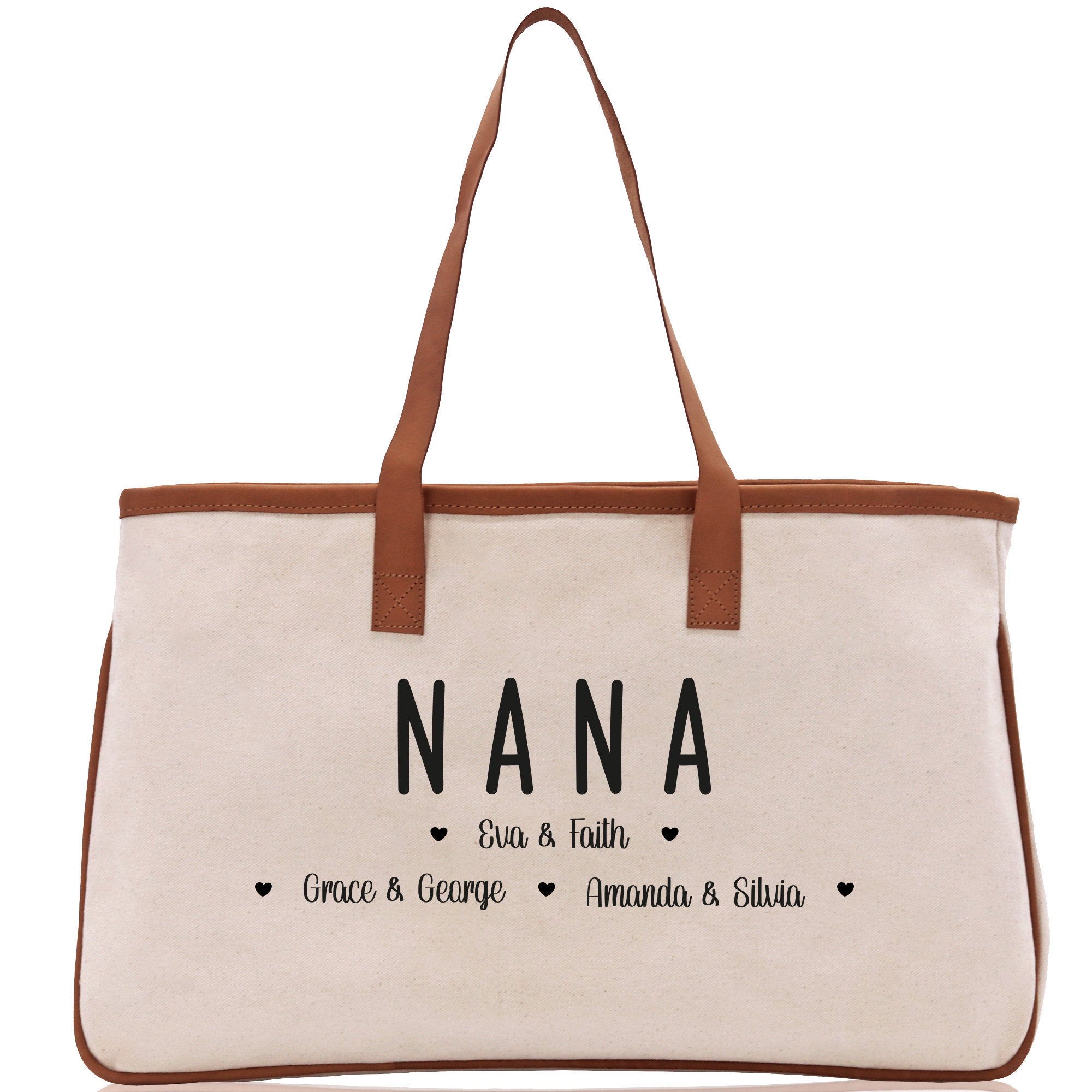 Nana Grandchild Kids Names Custom Grandma Tote Bag Grandma's Getaway Bag Gigi Bag Personalized Grandma Gift Bag Shopping Bag Mother Day Gift - Aaria Tees Aaria Tees