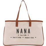 Nana Grandchild Kids Names Custom Grandma Tote Bag Grandma's Getaway Bag Gigi Bag Personalized Grandma Gift Bag Shopping Bag Mother Day Gift - Aaria Tees Aaria Tees