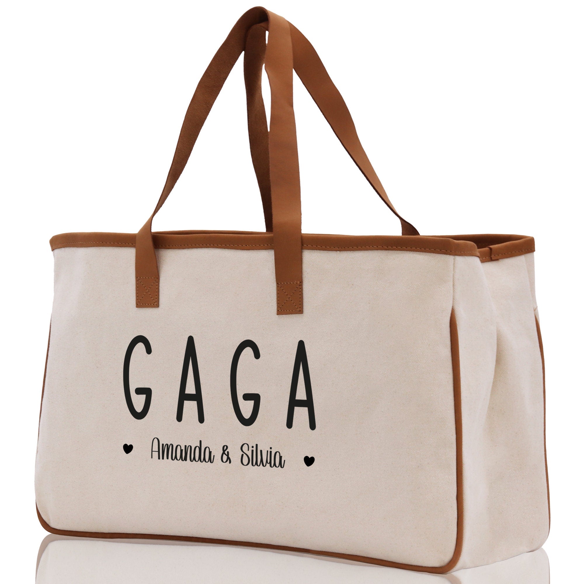 Gaga Grandchild Kids Names Custom Grandma Tote Bag Grandma's Getaway Bag Gigi Bag Personalized Grandma Gift Bag Shopping Bag Mother Day Gift - Aaria Tees Aaria Tees