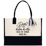 Dios Esta Dentro De Ella Ella No Caera Salmo 46:5 Religious Tote Bag for Women Bible Verse Canvas Tote Bag Religious Church Gifts - Aaria Tees Aaria Tees