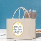 Thank You Bat Mitzvah Custom Name and Date Cotton Canvas Personalized Tote Bag Jewish Celebration Bag - Aaria Tees Aaria Tees