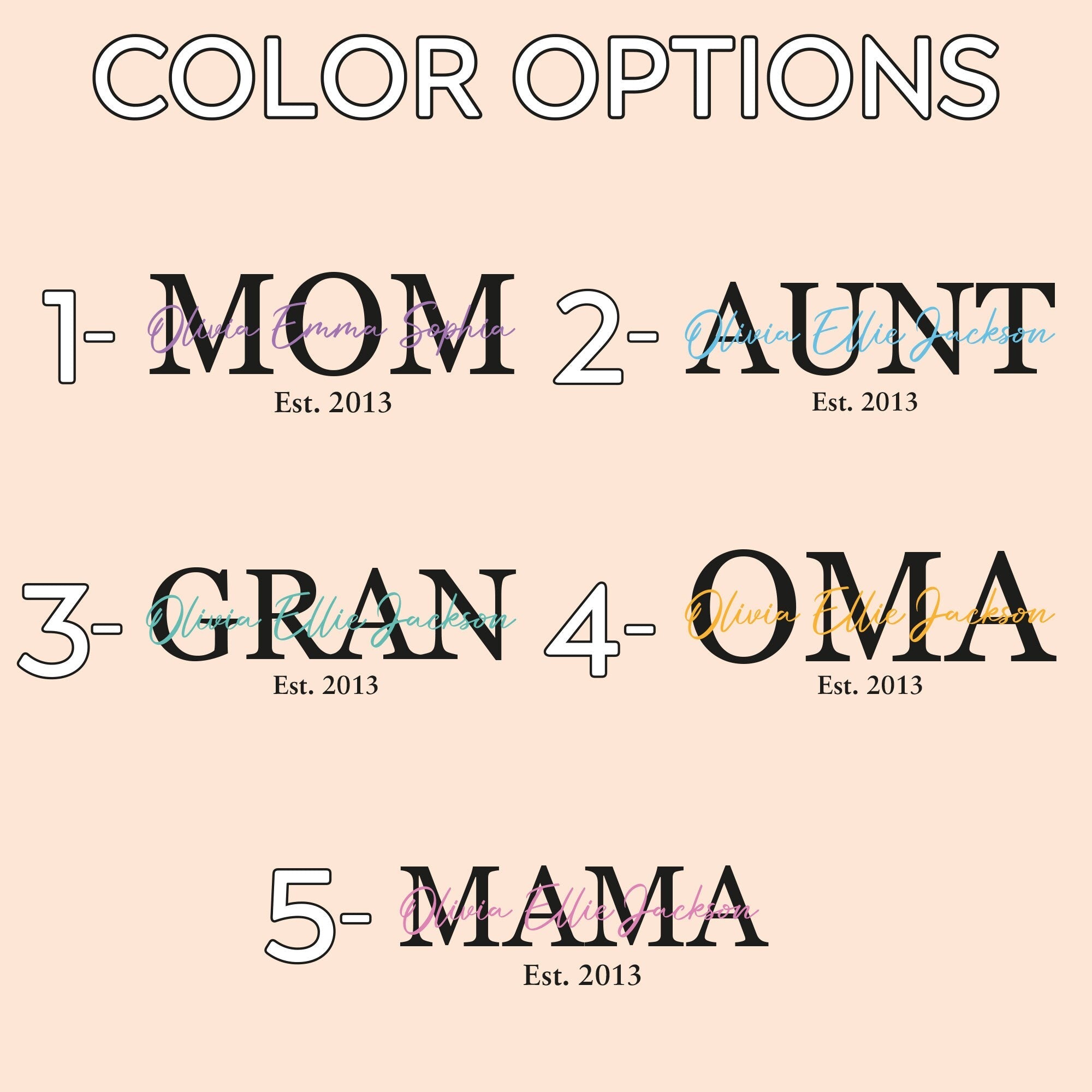 Mom Aunt Gran Oma Mama Custom Kids Names and Date Cotton Canvas Tote Bag Personalized Name and Date Tote Bag - Aaria Tees Aaria Tees
