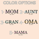 Mom Aunt Gran Oma Mama Custom Kids Names and Date Cotton Canvas Tote Bag Personalized Name and Date Tote Bag - Aaria Tees Aaria Tees