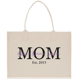 Mom Aunt Gran Oma Mama Custom Kids Names and Date Cotton Canvas Tote Bag Personalized Name and Date Tote Bag - Aaria Tees Aaria Tees