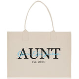 Mom Aunt Gran Oma Mama Custom Kids Names and Date Cotton Canvas Tote Bag Personalized Name and Date Tote Bag - Aaria Tees Aaria Tees