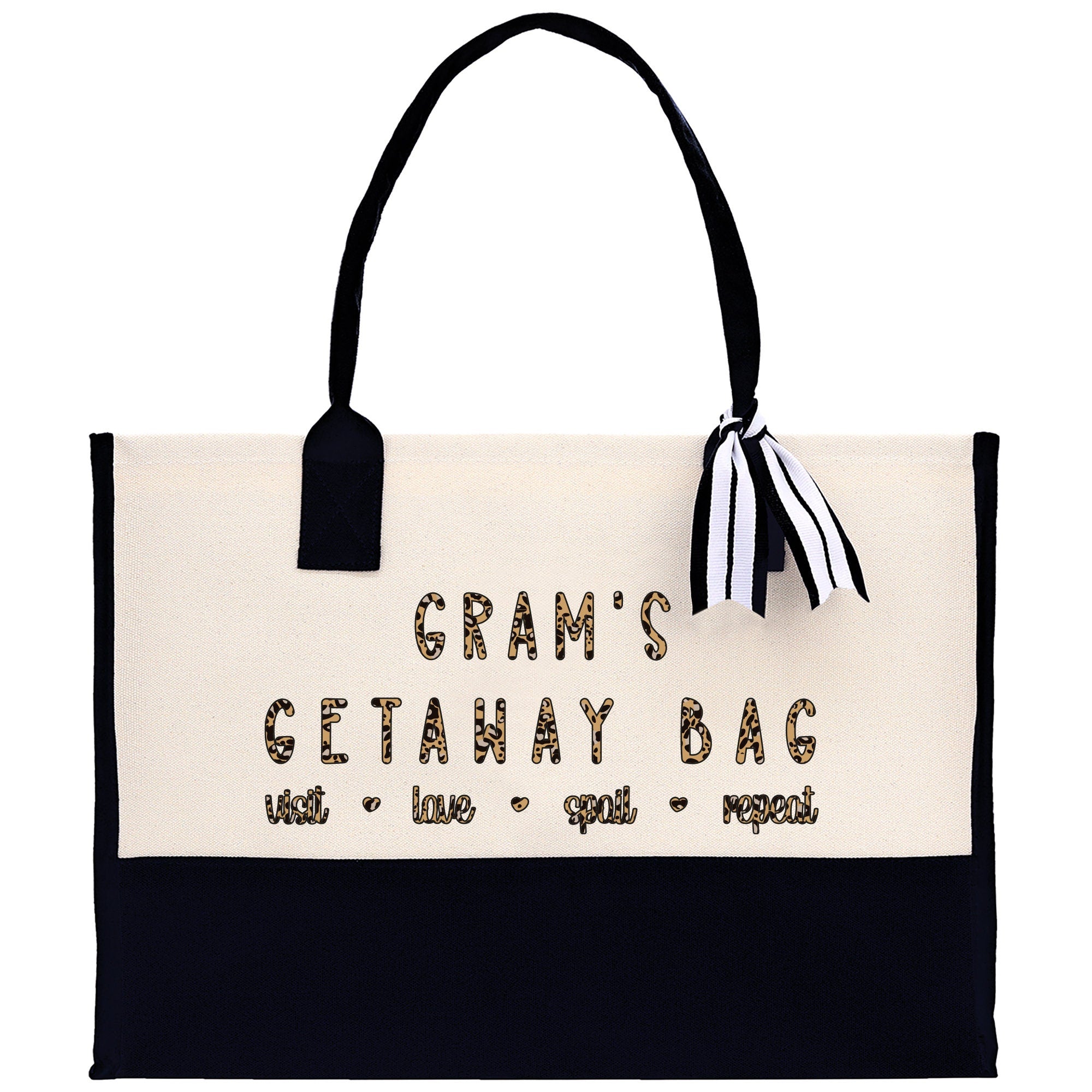 Gram's Getaway Bag Leopard Grandma Tote Bag Nana Bag Grandma Gift Bag Shopping Bag Mothers Day Gift Live Love Spoil Bag Grandma Beach Bag - Aaria Tees Aaria Tees