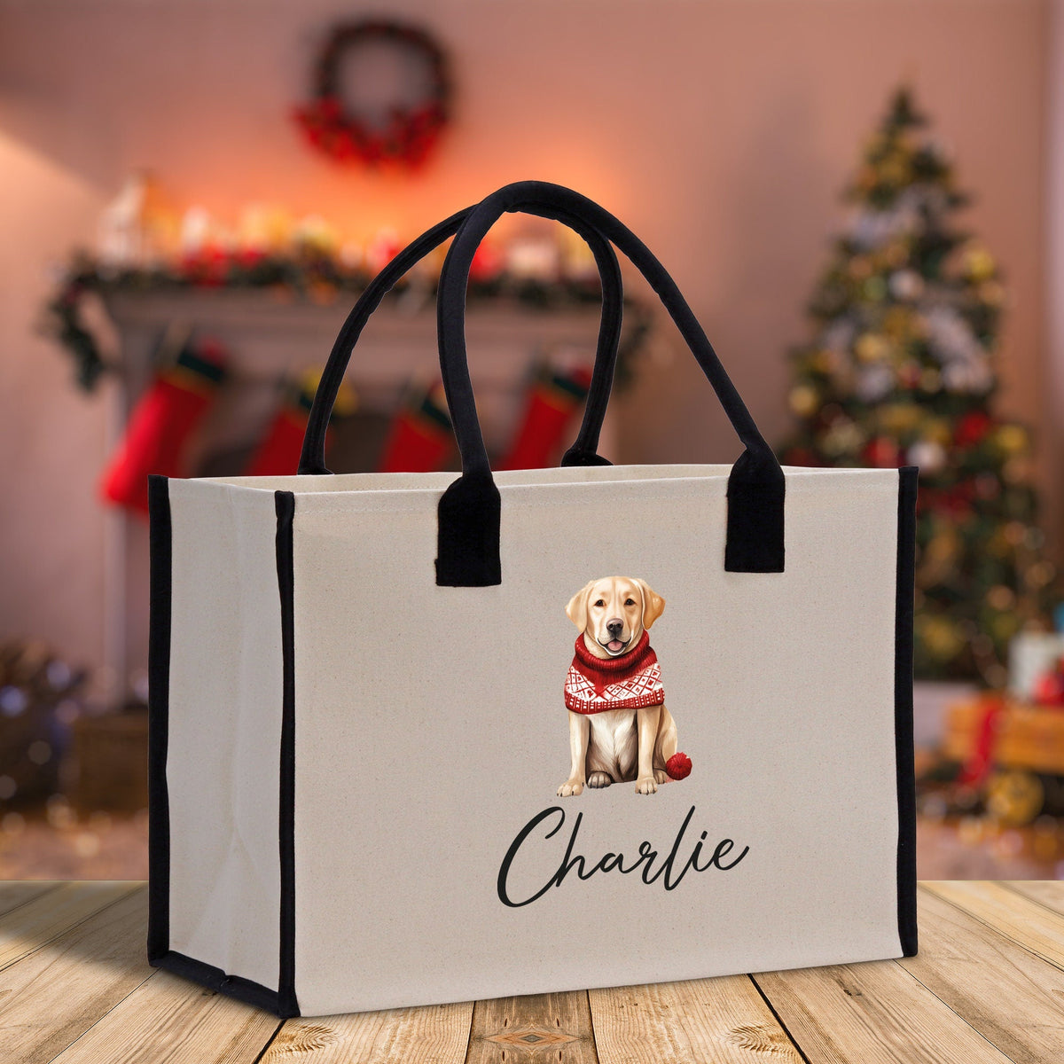 Golden Retriever Custom Dog Name Cotton Canvas Tote Bag Custom Pet Lover Gift Pet Portrait Bag Personalized Pet Owner Gift Tote Bag - Aaria Tees