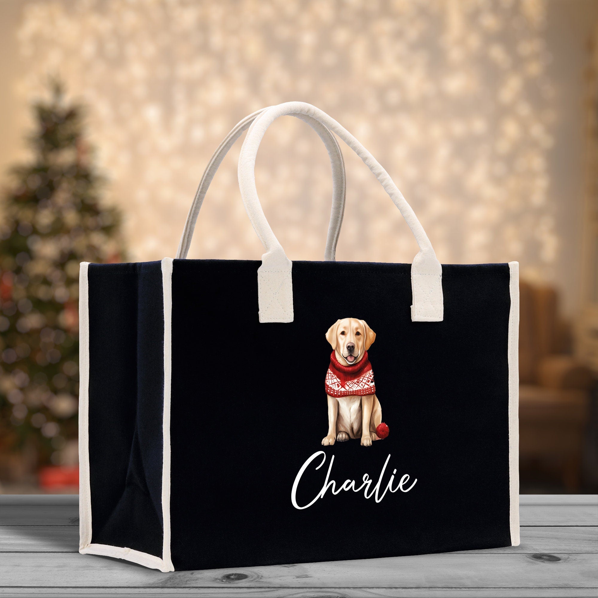 Golden Retriever Custom Dog Name Cotton Canvas Tote Bag Custom Pet Lover Gift Pet Portrait Bag Personalized Pet Owner Gift Tote Bag - Aaria Tees Aaria Tees