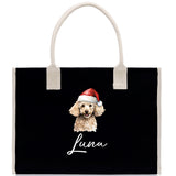 Poodle Custom Dog Name Cotton Canvas Tote Bag Custom Pet Lover Gift Pet Portrait Bag Personalized Pet Owner Gift Tote Bag - Aaria Tees Aaria Tees