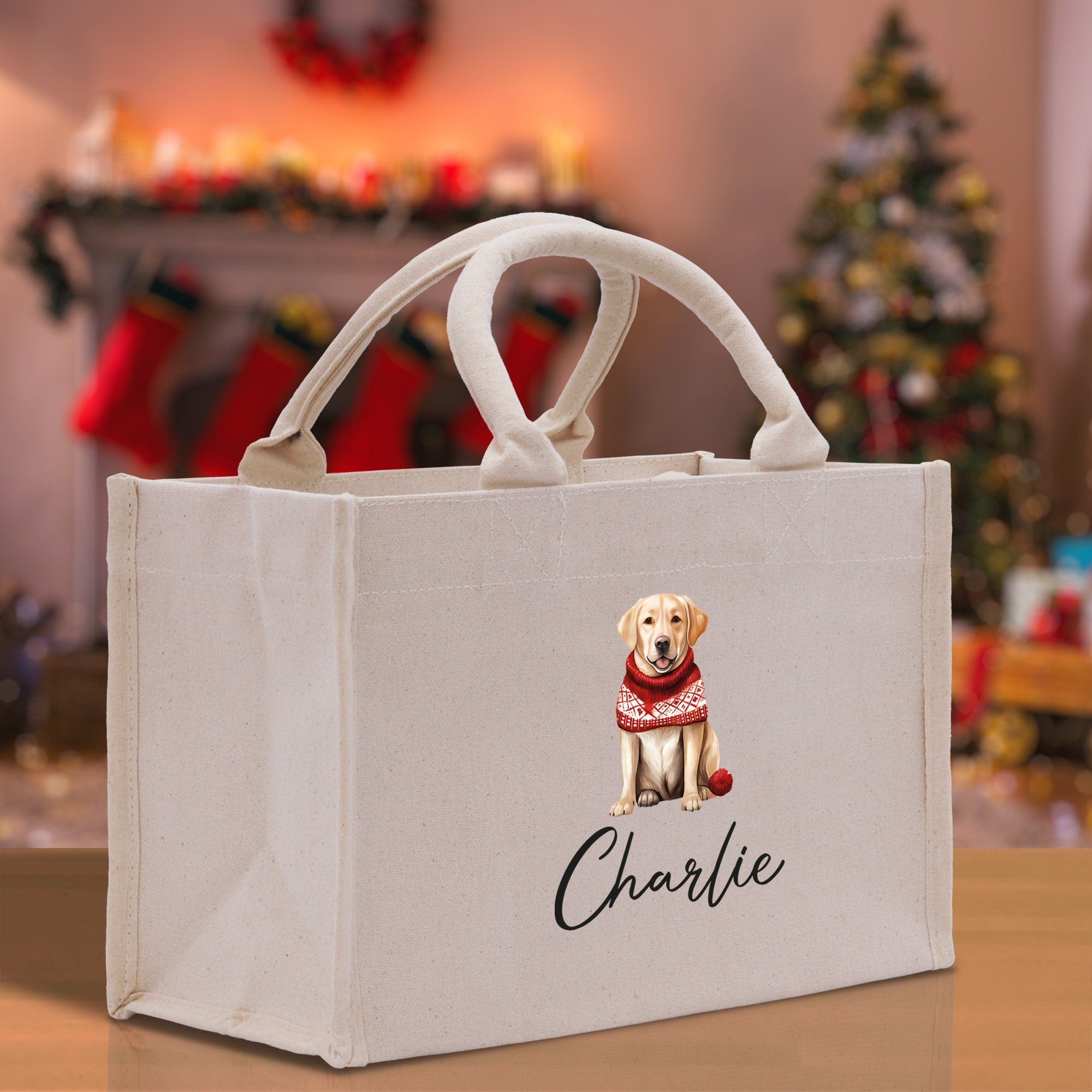 Golden Retriever Custom Dog Name Cotton Canvas Tote Bag Custom Pet Lover Gift Pet Portrait Bag Personalized Pet Owner Gift Tote Bag - Aaria Tees Aaria Tees