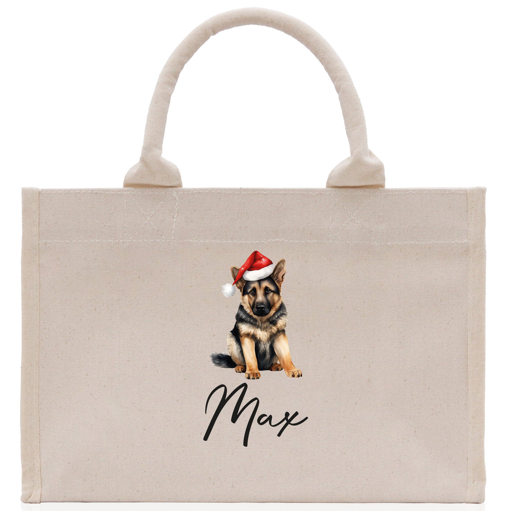 German Shepherd Custom Dog Name Cotton Canvas Tote Bag Custom Pet Lover Gift Pet Portrait Bag Personalized Pet Owner Gift Tote Bag - Aaria Tees Aaria Tees