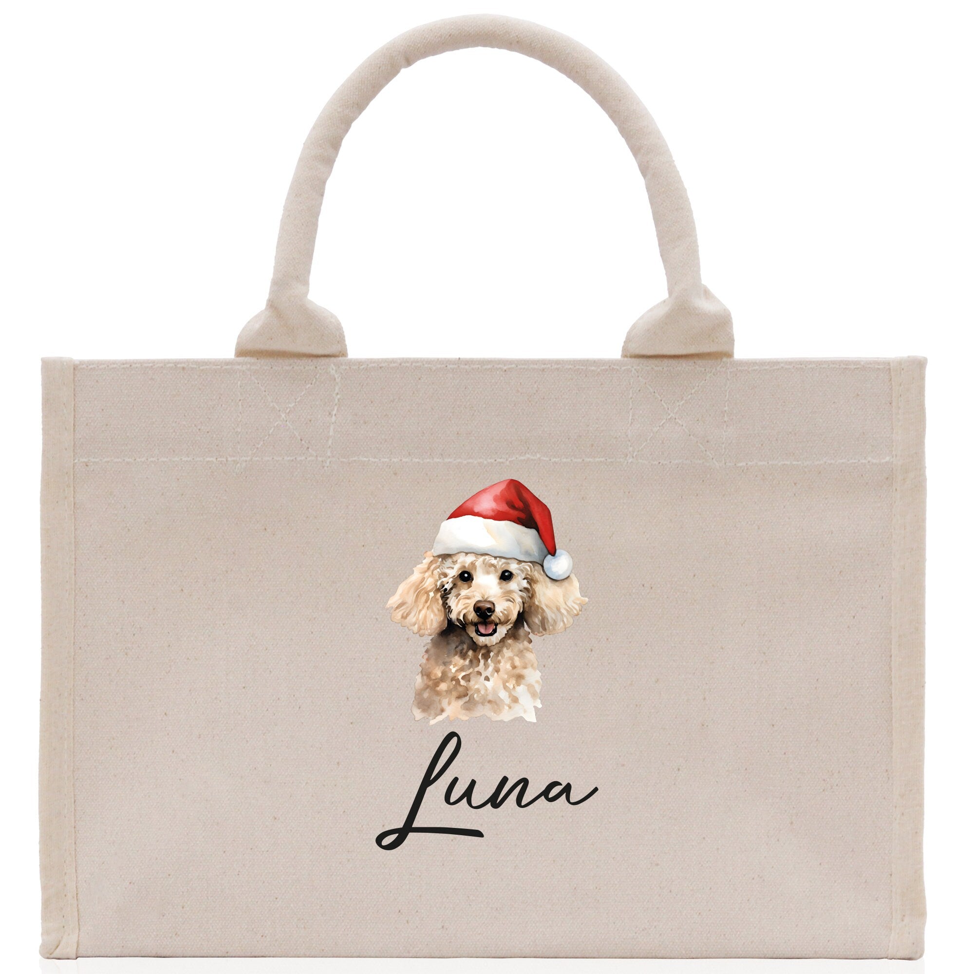 Poodle Dog Name Custom Cotton Canvas Tote Bag Custom Pet Lover Gift Pet Portrait Bag Personalized Pet Owner Gift Tote Bag - Aaria Tees Aaria Tees