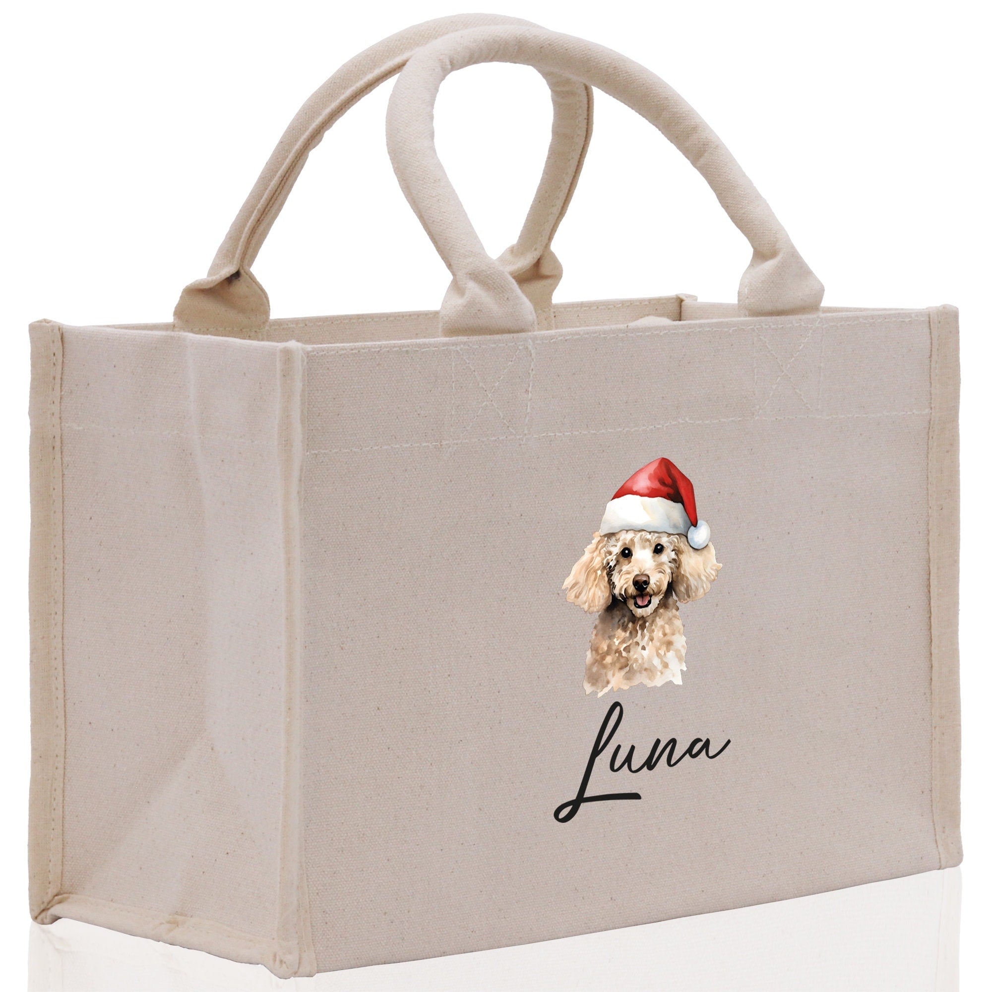 Poodle Dog Name Custom Cotton Canvas Tote Bag Custom Pet Lover Gift Pet Portrait Bag Personalized Pet Owner Gift Tote Bag - Aaria Tees Aaria Tees