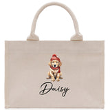 Baby Golden Retriever Custom Name Custom Cotton Canvas Tote Bag Custom Pet Lover Gift Pet Portrait Bag Personalized Pet Owner Gift Tote Bag - Aaria Tees Aaria Tees