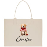 Golden Retriever Custom Dog Name Cotton Canvas Tote Bag Custom Pet Lover Gift Pet Portrait Bag Personalized Pet Owner Gift Tote Bag - Aaria Tees Aaria Tees