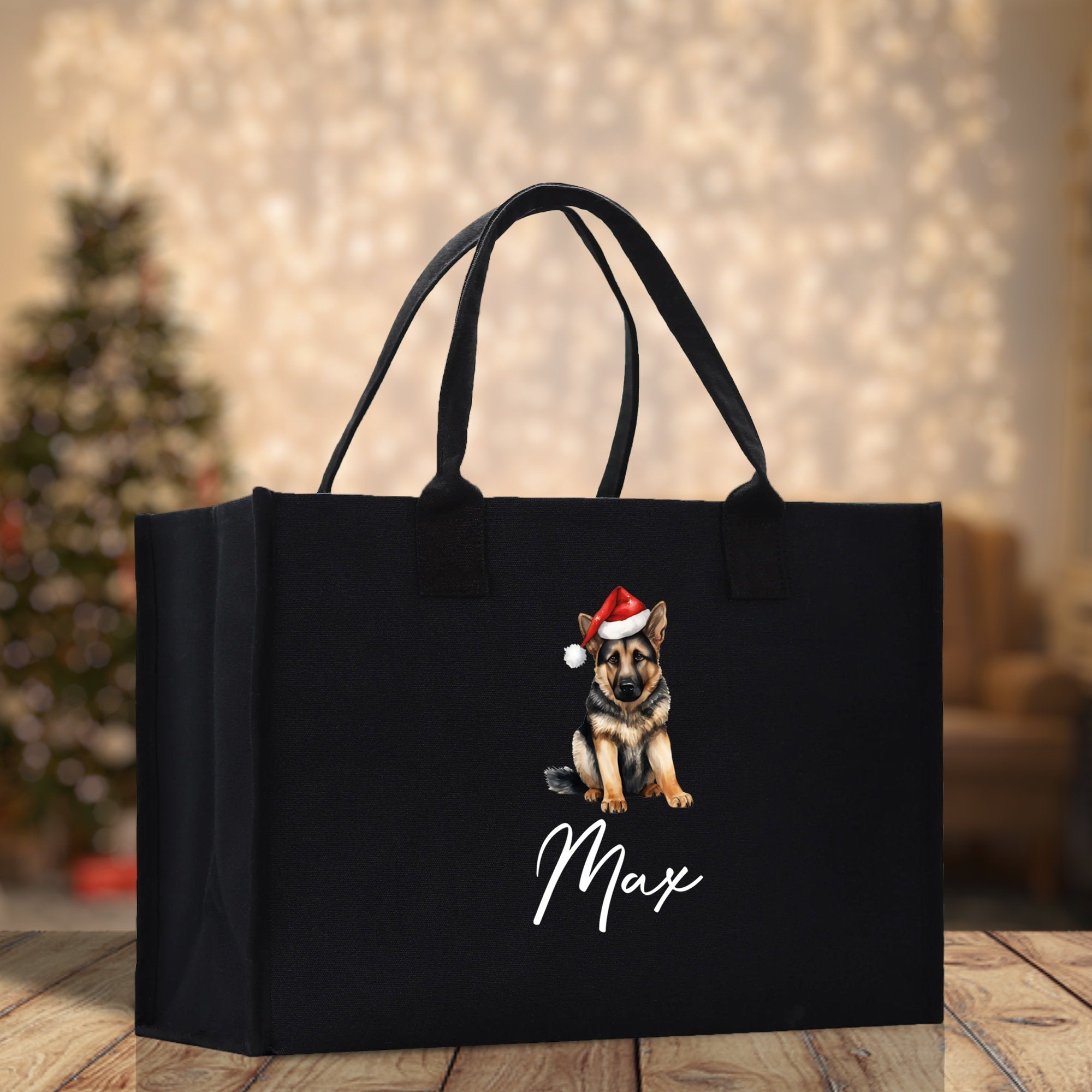 German Shepherd Custom Dog Name Cotton Canvas Tote Bag Custom Pet Lover Gift Pet Portrait Bag Personalized Pet Owner Gift Tote Bag - Aaria Tees Aaria Tees
