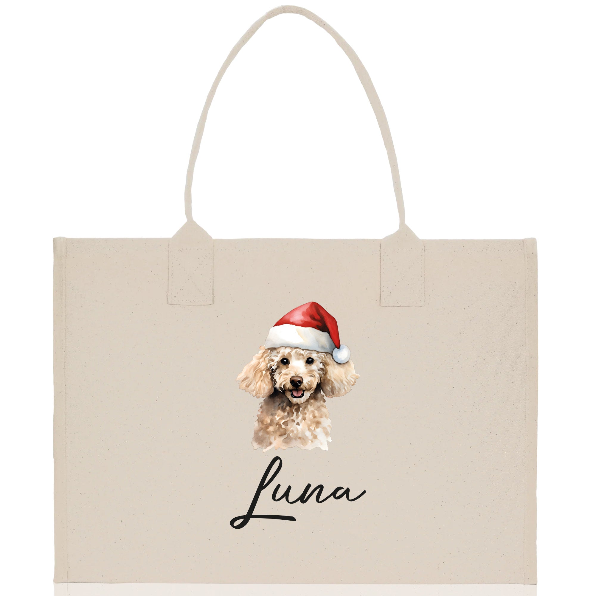 Poodle Dog Name Custom Cotton Canvas Tote Bag Custom Pet Lover Gift Pet Portrait Bag Personalized Pet Owner Gift Tote Bag - Aaria Tees Aaria Tees