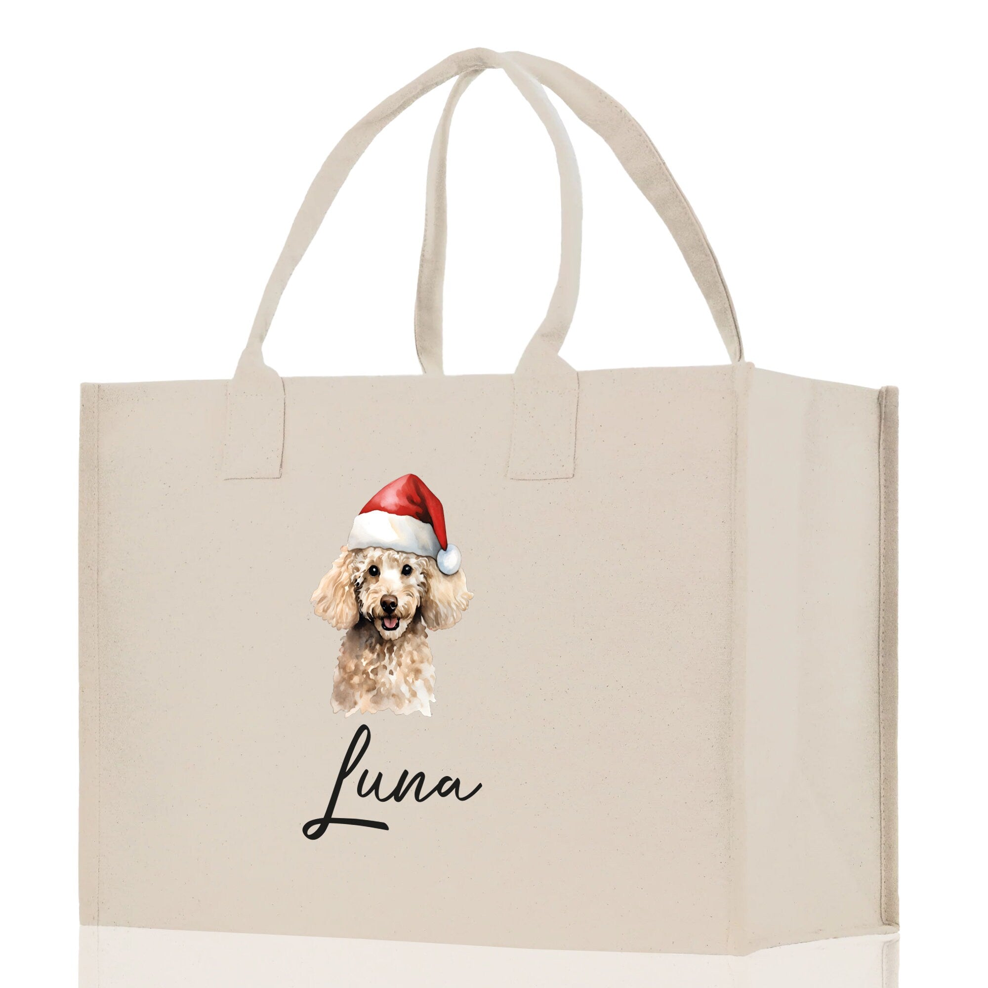 Poodle Dog Name Custom Cotton Canvas Tote Bag Custom Pet Lover Gift Pet Portrait Bag Personalized Pet Owner Gift Tote Bag - Aaria Tees Aaria Tees