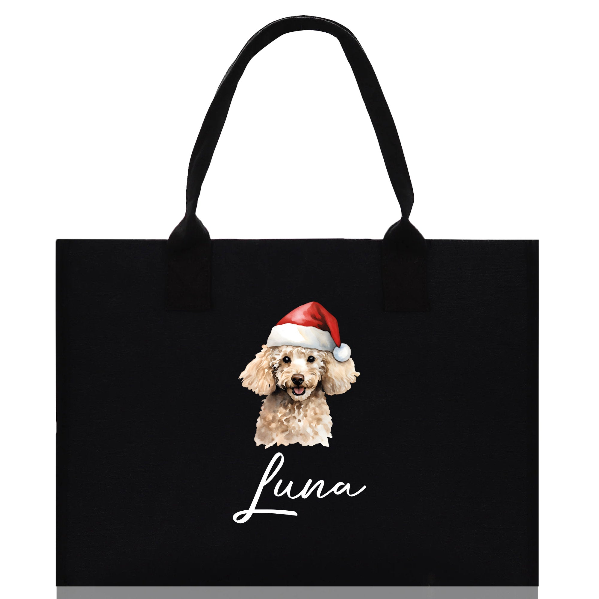 Poodle Dog Name Custom Cotton Canvas Tote Bag Custom Pet Lover Gift Pet Portrait Bag Personalized Pet Owner Gift Tote Bag - Aaria Tees Aaria Tees